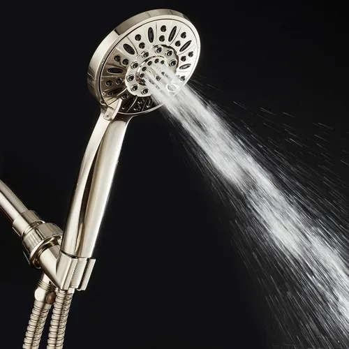 Miniatura 3 de AquaDance Ducha de mano de alta presión de 6 ajustes de níquel cepillado completo de 4 pulgadas con manguera, la mejor experiencia de ducha probada