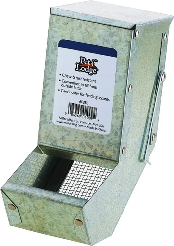 Miniatura 4 de Pet Lodge® Comedero de acero para animales pequeños con tapa, comedero para conejos, capacidad para varios días, 5 pulgadas