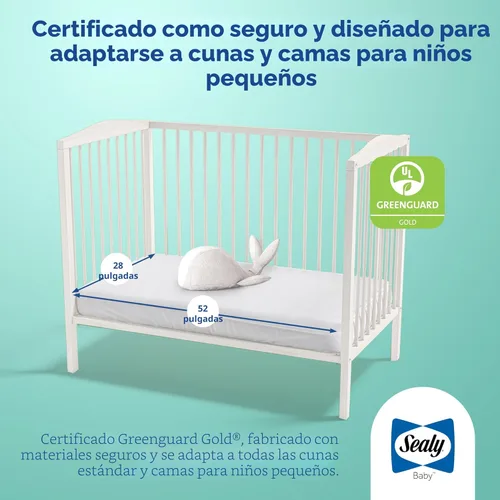 Miniatura 6 de Colchón de cuna Sealy Baby Flex Cool de 2 etapas transpirable con ajuste para cama de niño, funda de algodón transpirable y resistente al agua, 204