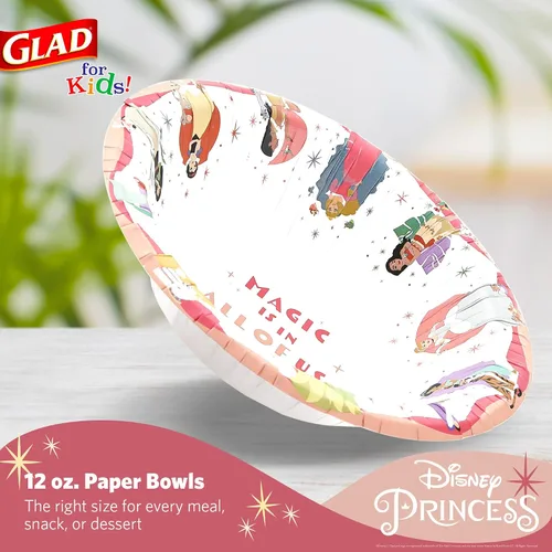 Miniatura 2 de Glad para Niños Cuencos de Papel para Aperitivos Disney Princess de 12 oz - La Magia Está en Todos Nosotros - Cuencos Desechables Duraderos
