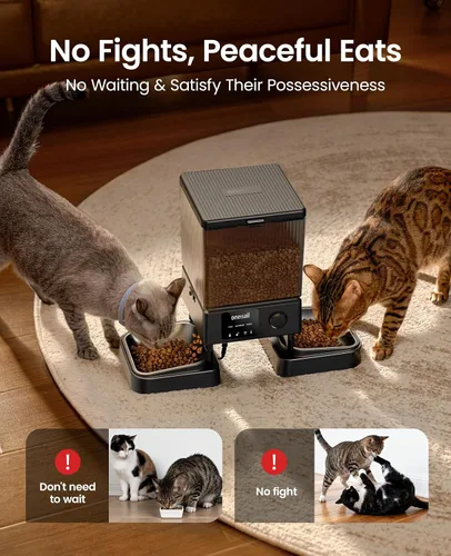 Miniatura 5 de oneisall Comedero automático para gatos con WiFi 5G, dispensador automático de comida para gatos para 2 gatos y mascotas pequeñas, dispensador