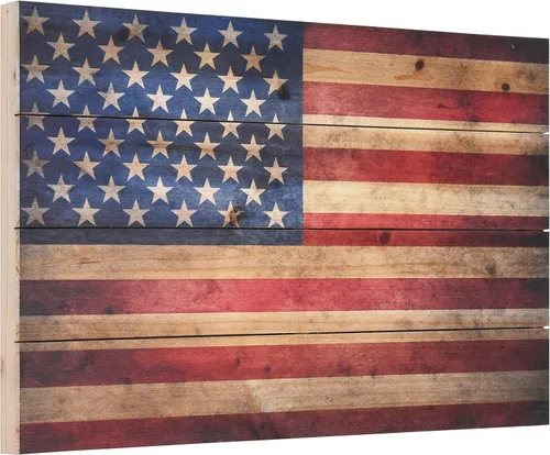 Miniatura 2 de Empire Art Direct Arte de pared con impresión digital de bandera estadounidense en madera maciza, 16 x 24 x 1.5 pulgadas, listo para colgar