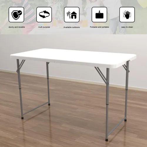 Miniatura 3 de Mesa plegable de plástico resistente de 48 pulgadas de ancho x 24 pulgadas de profundidad x 29.5 pulgadas de alto, altura ajustable, de 4 pies, mesa
