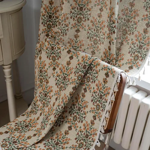 Miniatura 7 de ENJOYBRIDAL - 2 paneles de cortinas, florales, estilo bohemio, de granja, rústico o clásico, semitraslúcidas, con bolsillo para cortinero y borlas