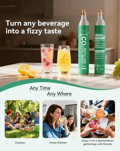 Miniatura 5 de MOKKOM Cilindro de CO2 para fabricante de refrescos, recipiente de intercambio de CO2, estilo roscado, compatible con todos los fabricantes de agua