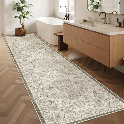Miniatura 448 de Madane Tapete lavable de 2 x 10 pies para pasillo, cocina, recibidor, clásico, suave, antideslizante para interiores, casa de campo, baño, sala