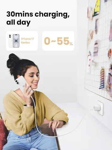 Miniatura 2 de UGREEN Cargador USB C de 30 W, Nexode plegable GaN PPS compacto y rápido cargador de pared, adaptador de corriente USB-C para iPhone 17/16/15/14