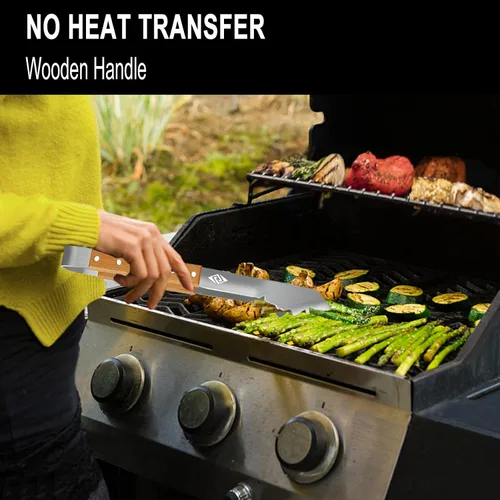 Miniatura 4 de Pinzas de barbacoa resistentes para parrilla al aire libre, herramienta de parrilla de 17 pulgadas de largo, utensilio de barbacoa de metal, mango