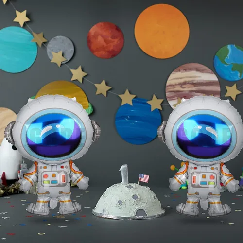 Miniatura 5 de 2 globos de aluminio con forma de astronautas grandes de Mylar para decoración de fiesta de cumpleaños con temática espacial del universo