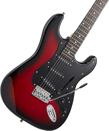 Miniatura 2 de Ashthorpe - Guitarra eléctrica de 39 pulgadas (rojo-negro), kit de guitarra de tamaño completo con estuche acolchado, barra de trémolo, correa