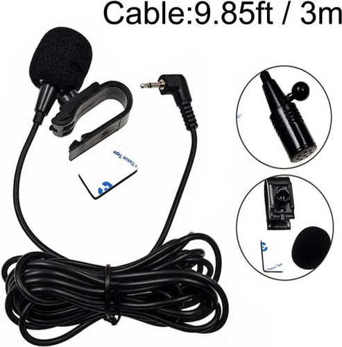 Miniatura 3 de Micrófono de coche de 0.138 in, micrófono para unidad principal de vehículo GPS habilitado para DVD, micrófono de audio estéreo con cable de 9.8 ft