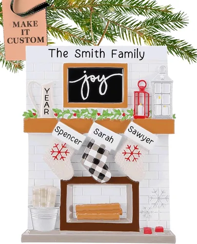 Miniatura 14 de Adorno personalizado para familia grande de 10 personas 2025 Personalización gratuita en 24 horas Adornos navideños de chimenea grabados
