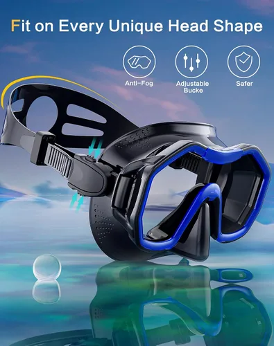 Miniatura 3 de Equipo de esnórquel para adultos y niños, juego de esnórquel seco con vista panorámica de 180°, máscara de buceo con visión panorámica de 180°