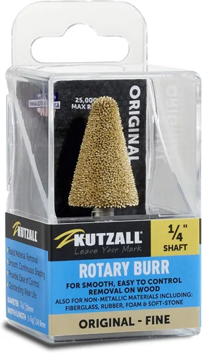 Kutzall Fresa giratoria cónica original, eje de 1⁄4 pulgadas, broca de tallado de madera fina para Bosch, DeWalt, Milwaukee. carburo de tungsteno
