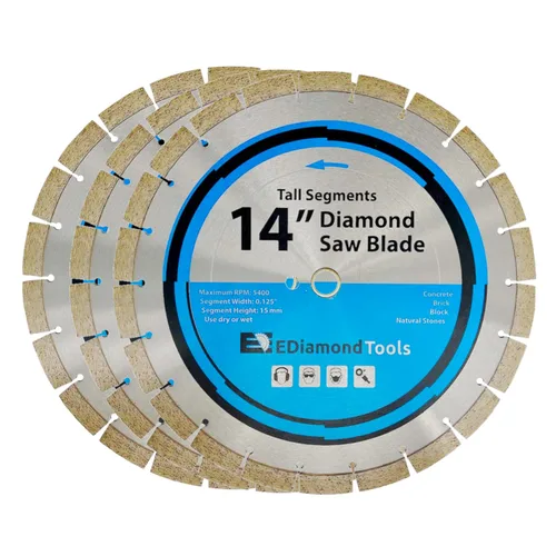 Miniatura 22 de Hoja de sierra de diamante segmentada de 4 "para hormigón, ladrillo, bloque y mampostería, altura de segmento de 0.394 in, eje de 7/8"-5/8