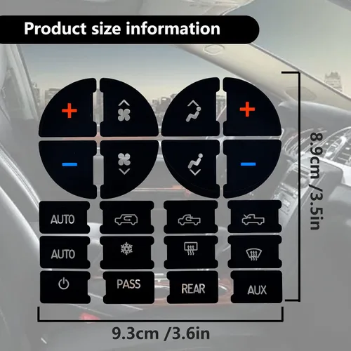 Miniatura 2 de 2 Paquetes Kit de Reparación de Botones del Tablero de CA Calcomanías Adhesivas - Compatible con Chevy, para Reparar Botones de Control de A/C 2 pzas