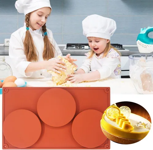 Miniatura 5 de SourceTon Molde redondo grande de silicona para tartas de 3 cavidades, paquete de 3 moldes antiadherentes para hornear, pasteles, dulces, jabón