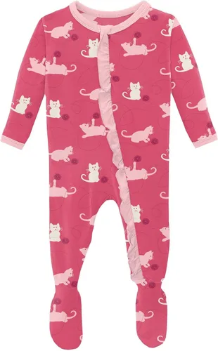 Miniatura 7 de KicKee - Mameluco clásico con volantes y cremallera, ropa de dormir suave, ropa de una sola pieza para bebé niña