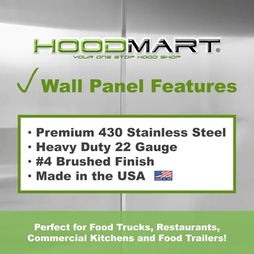 Miniatura 4 de HOODMART Paneles de pared de metal de 48 x 120 pulgadas, chapa de acero inoxidable de alta calidad con tapas finales, protector contra salpicaduras