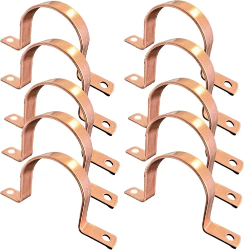 Miniatura 5 de EZ-FLUID Plumbing - 50 abrazaderas de cobre de 1 pulgada con dos agujeros, montaje a presión LF de cobre real para residenciales, comerciales