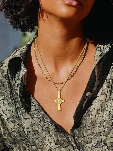 Miniatura 270 de U7 Saint Benedict/Michael Medal Necklace, 316L Stainless Steel Virgin Mary Necklace for Men Women, Bible Verse Protection Necklace Catholic