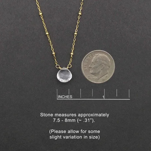 Miniatura 27 de Collar con colgante de piedra natal con piedra preciosa genuina, relleno de oro de 14 quilates, 18 pulgadas