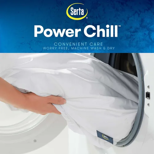 Miniatura 7 de Serta Power Chill - Funda de colchón impermeable, suave y transpirable, protector de colchón refrescante, bolsillo profundo elástico de 15 pulgadas