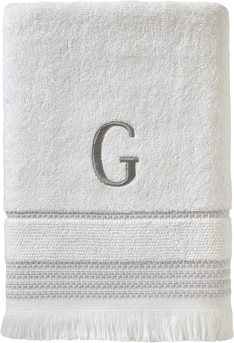 Miniatura 98 de SKL Home Toalla de baño casual con monograma, S, 28 x 54 pulgadas, color blanco