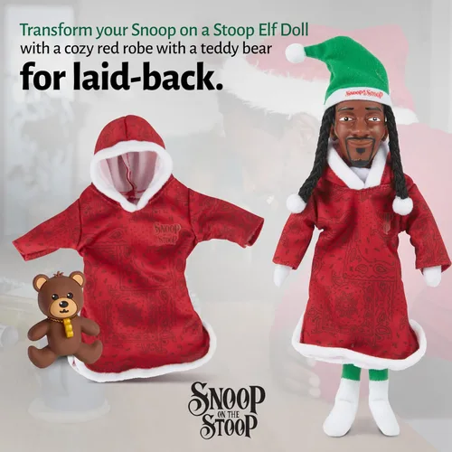 Miniatura 3 de Snoop Dogg Paquete de expansión de pijama, bata roja con oso de peluche para Snoop en el escalón, divertido, Papá Noel secreto