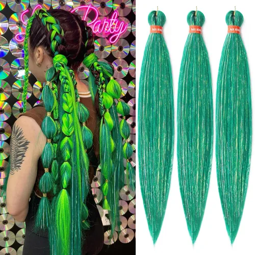 Miniatura 57 de Cabello trenzado preestirado ombré, extensiones de cabello trenzado sedoso, sin picazón, trenzas de cabello trenzado de ganchillo con textura Yaki