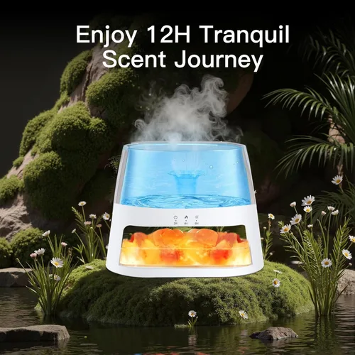 Miniatura 6 de Lámpara de sal del Himalaya 2 en 1 y difusor ultrasónico de aceite esencial, difusor de aromaterapia, humidificador de niebla fría, lámpara