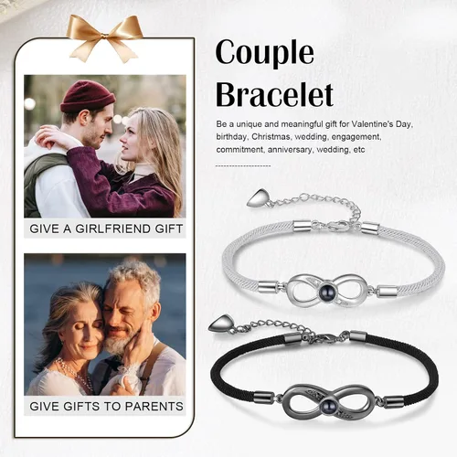 Miniatura 4 de Pulsera personalizada con imagen en el interior, pulsera de proyección de fotos personalizada para parejas, esposa, marido, novia, novio