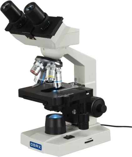 Miniatura 2 de OMAX 40X-2500X Microscopio LED compuesto con binoculares de laboratorio biológico, con estuche de vinilo para transporte.