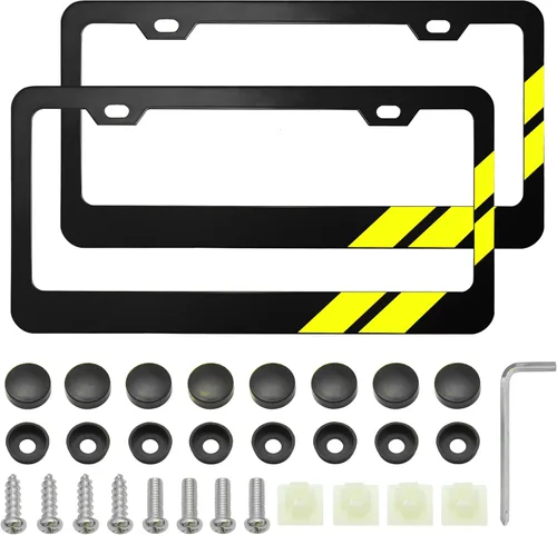 Miniatura 15 de YOSRTER 2 piezas de marco de matrícula de aluminio para accesorios Dodge, marco de cubierta de matrícula, cubierta de matrícula mate, decoración