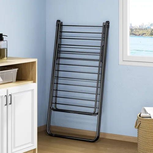 Miniatura 7 de KINGBOARD Tendedero plegable para ropa con altura ajustable, estante de lavandería de metal, para uso en interiores y exteriores, sin montaje, 20.47