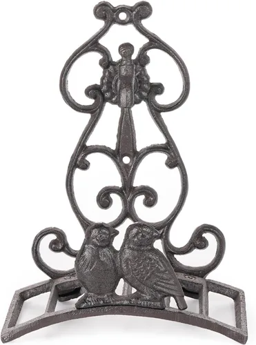 Miniatura 10 de Sungmor Soporte de manguera de jardín de hierro fundido resistente, colgador de manguera de agua montado en la pared, estante de manguera decorativo