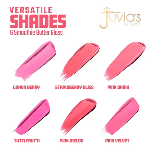 Miniatura 3 de Juvia's Place Smoothie Lip Gloss Pink Velvet - Brillo de labios crema hidratante con tonos rosa y malva - Brillos voluminosos no pegajosos - Brillo