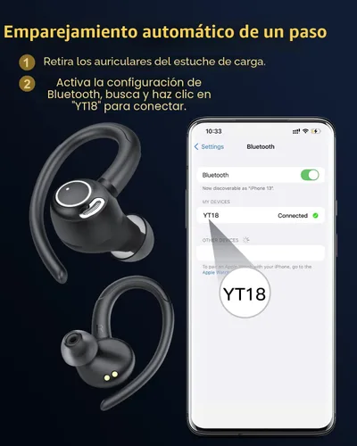 Miniatura 7 de Auriculares inalámbricos, auriculares Bluetooth 5.4 deportivos, auriculares sobre la oreja con micrófono de cancelación de ruido ENC, 48H