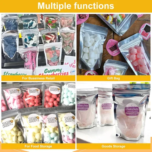 Miniatura 7 de SumDirect, bolsas de aluminio con cierre, reutilizables, 50 unidades, bolsa vertical para alimentos con ranura para almacenar alimentos