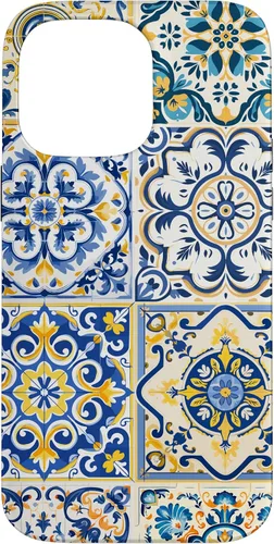 Miniatura 20 de iPhone 13 Patrón de azulejos mediterráneos sicilianos con estuche estético Maiólica