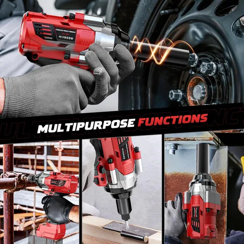 Miniatura 7 de DIYtoolifz Llave de impacto inalámbrica de 1/2" Compatible con batería Milwaukee de 18V, controlador de impacto de alto par de 1000 pies-libra