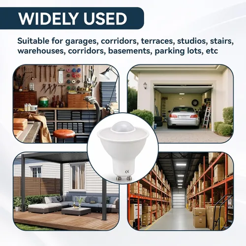 Miniatura 4 de 2 bombillas LED GU10, sensor de movimiento LED infrarrojo inducción humana bombilla de repuesto luz cálida 3000 K 5 W 500LM CA para techo pasillo