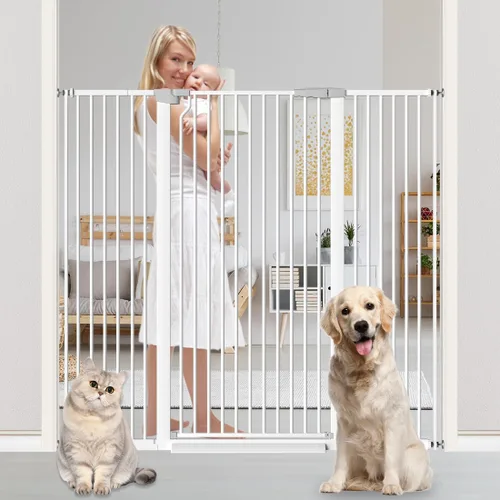 Miniatura 9 de Puerta extra alta para mascotas de 51.18 pulgadas para gatos y perros, puerta extra ancha de 29.6 a 40.5 pulgadas para escaleras y puertas, puerta