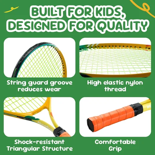 Miniatura 2 de AboveGenius Juego de raquetas de tenis para niños, raqueta de tenis de 21/23/25 pulgadas para niños pequeños, kit de iniciación, 3 bolas, 2 raquetas