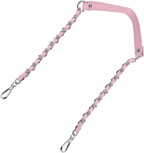Miniatura 14 de Uxcell Correa de cadena plana de hierro de cuero de 39 pulgadas para bolso de mano, mango de reemplazo de hombro, negro con cadena dorada