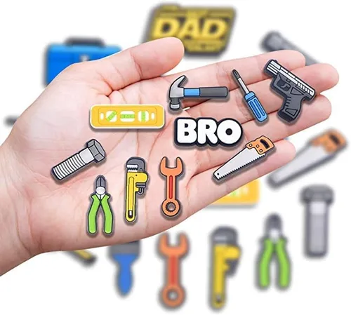 Miniatura 5 de Dijes para zapatos de papá, 16 piezas para hombres, mujeres, niños, accesorios de PVC, suministros de fiesta de cumpleaños, Cloruro de polivinilo