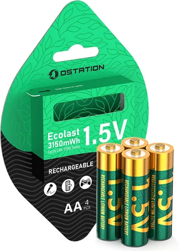 Miniatura 12 de Ostation Baterías de litio recargables AA de 1.5 V, baterías de alta capacidad de 2100 mAh, chip inteligente y BMS, carga rápida de 2.5 horas, más