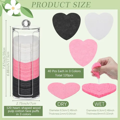 Miniatura 2 de Sieral 120 esponjas faciales comprimidas para mujeres con contenedor, almohadillas desechables para lavar la cara, exfoliar, esteticista, blanco