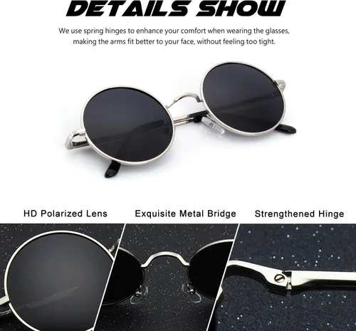 Miniatura 73 de CGID Gafas de sol unisex polarizadas redondas E01 Lennon