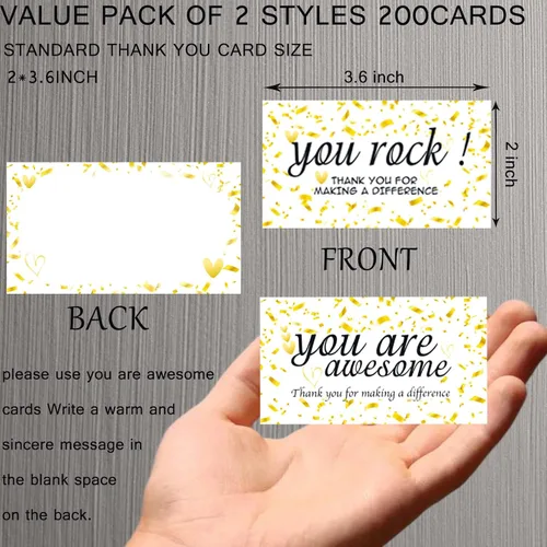 Miniatura 2 de 200 tarjetas coloridas con texto en inglés «You Are Awesome Card» con texto en inglés «You Are Awesome Card», tarjetas de agradecimiento para Con